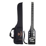 Traveler Guitar Ultra-Light Lefty Matte Black Electric Guitar | Small Electric Guitar with Removable Lap Rest | Full 24 3/4" Scale Travel Guitar | Portable Mini Guitar | Headless Guitar with Gig Bag