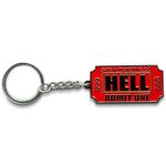 Moonmoli Ticket to Hell Admit One Metal Keychain - Ticket Stub Cool Keychain For Men & Women - Strong Chain & Split Ring - High-Gloss Finish - Unique Accessories - Black & Red, 2x1", 1ct