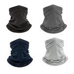 ZHCYGL 4 Pack Cooling Neck Gaiter Summer Face Cover Scarf Sun UV Protection Lightweight Balaclava Bandana for Men Women Fishing Sports Outdoors(Black,Navy Blue,Grey,Deep Grey)