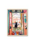 UPWOIGH Beige Natural Oak Wood Framed Wall Art, Matisse The Open Window Cat Print, Cat Poster, Cute Black Cat Picture, Henri Matisse Poster, Funny Cat Art for Bedroom Bathroom, 1Pack Gift 12x16in