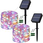 Lezonic [2 Pack] Solar String Lights Waterproof, 12M/40Ft 120 LED 8 Modes Copper Wire Decorative Solar Fairy Lights for Home, Garden, Patio, Yard, Fence, Camping, Party, Wedding (Multi-Coloured)