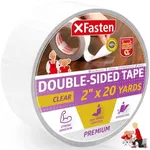 XFasten Clear Double Sided Sticky Tape, Removable, 2-Inches x 20-Yards, Single Roll Ideal as an Anti-Scratch Cat Training Tape, Holding Carpets, and Woodworking