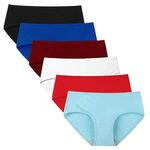 DIVING DEEP Women's Cotton Underwear, Multicolor Brief, Strechy Breathable Hipster Panties for Women, Ladies Underpants, Regular and Plus Size, Pack 6 (Multi-3) (M)