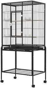 Oppsbuy Bird Cage 135cm Large Aviary Parrot Budgie Stand Alone Wheels 2 Perches w/Brake