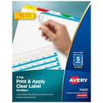 Avery 5 Tab Dividers for 3 Ring Binder, Easy Print & Apply Clear Label Strip, Index Maker Customizable Multicolor Tabs, 25 Sets (11423)