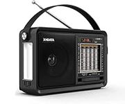 XHDATA D901 Portable Battery Radio with Bluetooth Speaker Battery Radio SW FM AM Vintage Radio Supports MicroSD Card AUX USB MP3 Player Flashlight Black