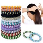 12 Pcs Hair Ties, Mixed Color Ponytail Holders Elastics Hair Ties No Damage Hair Tie Bracelets Stretch Hair Bobbles for Women Girls Thin/Thick/Medium/Long Hair