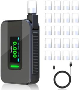 Breathalyzer, 2025 Professional High-Accuracy Breathalyzer for Alcohol with Memory and Warning Function, Portable Breath Alcohol Tester with Digital LCD Display for Home/Car/Party Use, 20 Mouthpieces