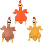 Rubber Chicken Dog Toy Squeak, 3 Pack Latex Screaming Chicken Dog Toys That Makes Noise, Funny Squeaky Interactive Puppy Dog Toys for Boredom, Dog Fetch Toy with Squeakers for Small Medium Large Breed