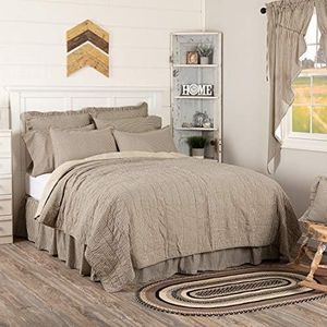 VHC Brands Sawyer Mill Ticking Stripe Quilt, Queen 90x90, Charcoal Grey