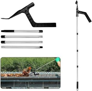 ONEMEAN Gutter Cleaning Tools,1.8m Telescopic Gutter Cleaner Tool, Gutter Cleaning Tools Telescopic Pole with Gutter Brush & Rake Attachments,for Ground-Level Gutter Cleaning,Hard-to-Reach Areas