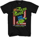 Mens Toy Story Group Shirt - Woody, Buzz Lightyear, Rex & Pizza Planet - Throwback Classic T-Shirt (Black Aliens, Medium)