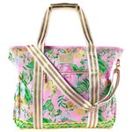 Lilly Pulitzer Pink Picnic and Beach Cooler, Insulated Cooler Bag with Adjustable Shoulder Strap and Zippered Top, Large Soft Cooler for Groceries or Travel, Via Amore Spritzer, Pink