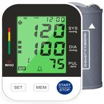 Blood Pressure Machine for Home Use, Automatic Blood Pressure Monitor with 3-Color Backlit Hypertension Display, 2 User Modes with Adjustable Arm Cuff