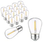 SDUCSL S14 1W Outdoor String Light Bulbs, Replacement 11W Incandescent Bulb, 2200K Warm White, 1Watt Shatterproof Plastic Vintage Edison LED Light Bulbs, Waterproof, E26 Screw Base(16 Pack)