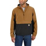 Carhartt Men's Rain Defender Loose Fit Lightweight Packable Anorak, Carhartt Brown/Black, Small