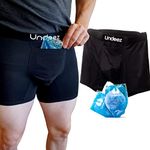 Undeez Vasectomy Underwear - Comes With 2-Custom Fit Ice Packs and Snug Boxer Briefs For Testicular Support and Pain Relief, Black, X-Large