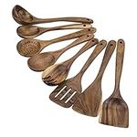 WOODME Kitchen Utensils Set 8 Piece Teak Wooden Cooking Utensil Set Non-Stick Pan Wood Spoons and Spatula Cookware for Home Everyday Use &Kitchen Tools (8pcs)