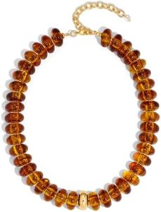HolidayQbee Beaded Necklace for Women Chunky Beaded Choker Necklace Boho Oval Amber Big Bead Statement Necklaces Fashion Trendy Summer Beach Jewelry Gifts