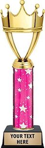 Gold Crown Trophy, 11" Pink Custom Trophy Award for Kids, Free Engraving