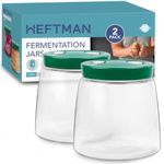 HEFTMAN Fermenting Jar with 1 Way Air Release Vent - 1 Litre, 2 Pack - Ideal for Safe Fermentation for Kefir, Kimchi, Sauerkraut, Sourdough Starter, Overnight Oats - Fermentation Jars x 2 (Green)