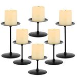 Elsjoy Set of 6 Pillar Candle Holders, Metal Pillar Candle Stand Black Candle Holders, Fireplace Candelabras Set for Home Decor, Table Centerpiece, Wedding, 3 Sizes