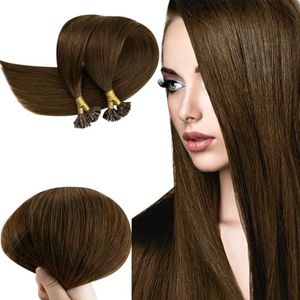 RUNATURE Extensiones Pelo Natural Queratina Marron U Tip Extensiones Keratina Pelo de Verdad Extensiones Cabello Humano Natural Queratina 12 Pulgada/30cm 50s/40g #4