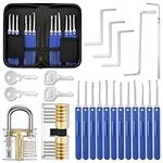 Lock Pick Set, Eventronic 17-Piece Lock Picking Tools with 2 Clear Practice and Training Locks for Lockpicking, Extractor Tool for Beginner and Pro Locksmiths