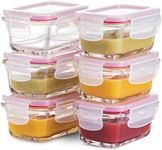 Superior Glass Baby Food Storage Containers 130ml(6-Pack) Airtight BPA-Free Locking Lids - Baby Glass Food Jars, Freezer, Microwave & Dishwasher Safe, Small Sauce Containers for Snacks & Dips