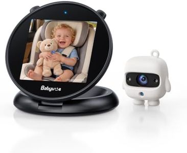Babyvue Q1 Baby Car Monitor for Rear Facing Baby, Minimalist Foldable Screen, Auto-Brightness, 360° Rotating Base, No-Glow Night Vision, 3X Zoom, 1080P HD Baby Camera for Car, Easy USB Setup
