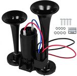 Air Horns Kit with Compressor 12V Car Horns Loud Truck Horn Dual Trumpet for Truck Boat Train Speaker Cars Van Ship