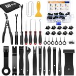 GOOACC 88Pcs Trim Removal Tool, Auto Push Pin Bumper Retainer Clip Set Fastener Terminal Remover Tool Adhesive Cable Clips Removal Kit Car Panel Radio Removal Auto Clip Pliers, Black