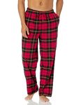 Amazon Essentials Men's Flannel Pajama Pant, Red Buffalo Plaid, Large