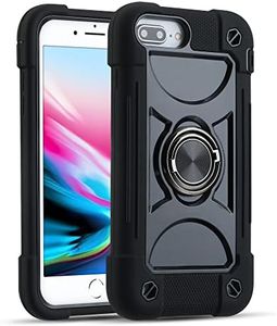 MARKILL Compatible with iPhone 8 Plus/iPhone 7 Plus case,iPhone 6 Plus/6S Plus Case 5.5 Inch with Ring Stand, Heavy-Duty Military Grade Shockproof Phone Cover for Kids (Black)