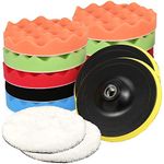 ZEONHEI 16 Pcs 6 Inch 150mm Car Polishing Pads for Drill, Wool Buffing Pads Sponge Buff Pads Set with M10 Drill Adapter for Polisher, Sanding, Waxing, Sealing, Glaze