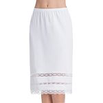 MANCYFIT Half Slips for Women Underskirt 19-26" Length Dress Extender Lace Trim Knee Length Midi Skirt 19-26" Length White XXX-Large