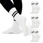 Yoga Sock for Women Grips Socks Non Slip Pilates Socks Fashion Gripper Skid Slipper Barre Dance 3 Pack White One Size