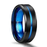 TIGRADE Titanium Ring 6mm 8mm Blue 