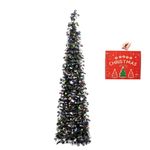 N&T NIETING Christmas Tree, 5ft Collapsible Pop Up Christmas Tree Black Tinsel Coastal Christmas Tree for Holiday Xmas Decorations, Home Display, Office Decor