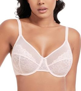 DotVol Women's Plus Size Full Coverage Sexy Lace Unpadded Underwire Bras Minimizer Everyday Bra(Pink, 38DD)