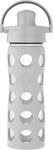 Lifefactory 16-Ounce Glass Water Bottle with Active Flip Cap and Protective Silicone Sleeve, Stone Gray