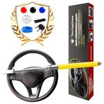 Tevlaphee Steering Wheel Lock for Cars,Wheel Lock,Vehicle Anti-Theft Lock,Adjustable Length Clamp Double Hook Universal Fit Emergency Hammer Window Breaker Self Defense Heavy Duty Secure (Yellow)