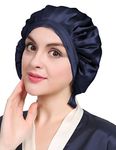 LilySilk Women's 100 Silk Sleep Cap for Sleeing Hat Bonnet Head Cover 19 Momme Pure Mulberry Silk Navy Blue 7008(Size: One Size)