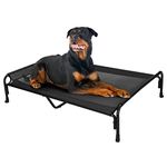 Veehoo Elevated Dog Bed, Outdoor Raised Dog Cots Bed for Large Dogs, Cooling Camping Elevated Pet Bed with Slope Headrest for Indoor and Outdoor, Washable Breathable, XX-Large, Black, CWC2204