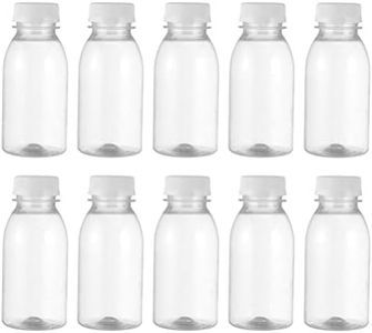 DOITOOL Plastic Juice Bottles with Caps - 15Pcs Reusable Juice Containers with Lids for Fridge - Clear Refillable Water Bottles Smoothie Bottle for Homemade Juices, Milk, Tea and Other Beverages（100ml/3.4oz)