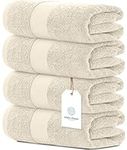 White Classic Luxury Ivory Bath Towels Large - 100% Soft Cotton 700 GSM | Absorbent Hotel Bathroom Towel | 27 inch X 54 inch | Set of 4 | Ivory