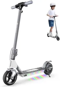 isinwheel S4 Kids Electric Scooter Ages 6-14, 200W Foldable E-Scooter with 3 Speed Modes (5/8/12 MPH), LED Display & Colorful Lights, Bluetooth, for Boys & Girls