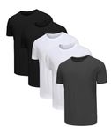 Djtnzdm Men's T Shirts Cotton Crew Neck Basic Short Sleeve Solid Colour Work T-Shirt Comfort Casual Tee Underwear Top Summer (Pack of 5) L Black Grey White