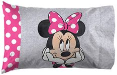 Jay Franco Disney Minnie Mouse Be Happy 1 Single Reversible Pillowcase - Double-Sided Kids Super Soft Bedding (Official Disney Product)