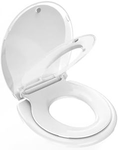 Potty Training Seat Built-in Toilet Seat, Round Toilet Seat 16.5inch with Baby Seat 2 in 1 Soft Close Quiet No Slapping, Magnetic Absorption, Easy Installation for Bottom Fixing Toilet